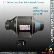 Inline 4"/100mm Silent Fan Hydroponics Vent Duct Extractor With Speed Control