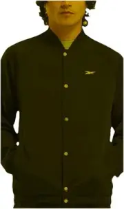 Reebok Men's Regular-Fit Snap-Front Basketball Jacket Black Gold Size Large NWT