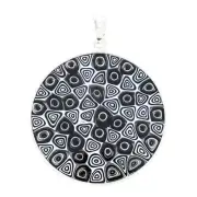 GlassOfVenice Murano Glass Millefiori Pendant in Silver Frame 1-1/4"