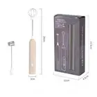 Khaki Electric Milk Frother Handheld - USB Rechargeable Milk Foamer with 2 Whisk