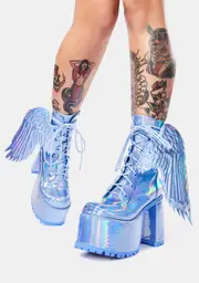 [Club Exx] Arctic Angel Holographic Platform Boots