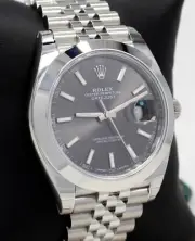 Rolex Datejust 41mm 126300 Jubilee Rhodium Dial Smooth Bezel Watch UNWORN