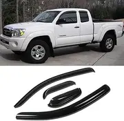 Puermto Original Side Window Wind Deflector, 4pcs Out-Channel Tape-On Nice Rain Guards Set, Vent Visor fit for 2005-2015 Toyota Tacoma Extended cab (Access cab) TY4P07 XP1