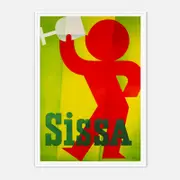 Galrie Charming Vintage Sissa Poster - Minimalist Artwork with Wine and Bold Colors, White Frame, A1 60 x 84cm (23 x 33inch)