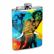Elephant Art D20 Flask 8oz Stainless Steel Hip Drinking Whiskey