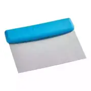 Choice 6 1/4" x 3" Dough Cutter / Bench Scraper with Blue Handle