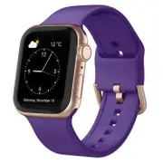 For Apple Watch Series 7,45-mm Case,Pin Buckle Silicone Watch Band,Purple