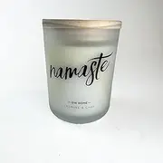 DW Home Namaste Jasmine & Chai Scented Candle – Hand-Poured, 15 oz, Aromatherapy Candle with Natural Wooden Lid, Frosted Glass Jar, Relaxing Floral and Spiced Tea Fragrance