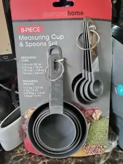 DIAMOND HOME MEASURING CUP AND SPOON SETS, BLACK 8 Piece Set F-36