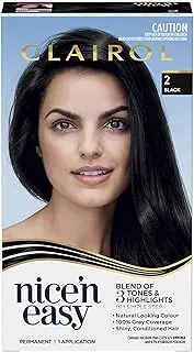 Clairol Nice 'N Easy Permanent Hair Colour 2 Natural Black, 100% Grey Coverage, Natural Looking Hair Colour