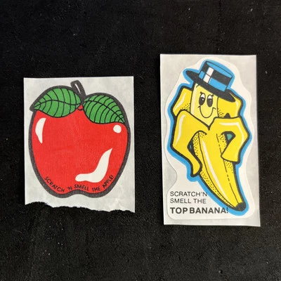 Vintage 80’s MELLO SMELLO Scratch & Sniff Stickers - Banana & Apple
