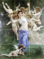 Art Bouguereau Invasion Nude Ceramic Mural Backsplash Bath Tile #1450
