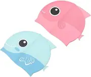 ibasenice Toddler Swim Caps 2pcs Silicone Swim Hats Lightweight Elastic Fun Designs