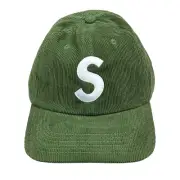 Supreme SS21 Fine Wale Corduroy S Logo 6-Panel Cap Olive