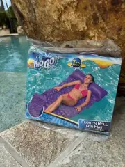 H2O GO! Bestway Float 'n Roll LARGE Inflatable Air Mat Pool, 7ft x 34in. Purple