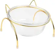 PERSELOSO 1pc Elevated Glass Pet Food Bowl for Cats Durable Stable Stand Non Slip Base for Comfortable Feeding Single Bowl Container