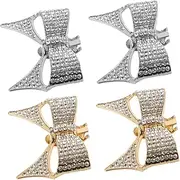 [Yardenfun] 4pcs Bow Rhinestone Shoe Clips for Women Elegant Bridal Shoe Accessories Detachable Wedding Buckles Sparkling Decoration for High Heels for Parties and Special Occasions