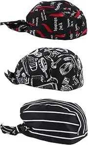 [Oshhni] 3Pcs Chef Hat Bandana Head Scarf Kitchen Cooking Cap Working Caps for Bar Catering