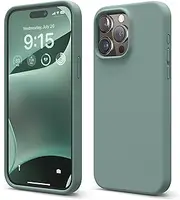 [elago] Liquid Silicone Case Compatible with iPhone 15 Pro Max Case, Premium Silicone, Full Body Protective Cover [4 Layer Shockproof Structure], Anti-Scratch Soft Microfiber Lining (Midnight Green)