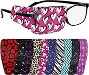 10 Pcs Eye Patches for Adults Cute Fabric Eyepatch Eye Patch for Glasses Eyeglasses Left or Right Eyes, 10 Mixed Styles