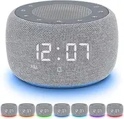 White Noise Machine & Alarm Clock 2-in-1, 18 Soothing Sound for Sleeping, 7 Night Light, Sleep Timer, Volume Control, Memory Function, Sound Machine for Sleeping Baby Adults Kids (Grey)