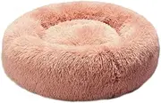 PaWz Pet Bed Cat Dog Donut Nest Calming Kennel Cave Deep Sleeping Pink XL, Calming Donut Dog Bed, Anti-Anxiety Plush Dog Bed, Soft Fuzzy Comfy Dog Bed in Faux Fur, Machine Washable, Multiple Sizes