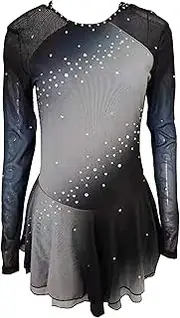[JoyCan] Ice Figure Skating Dress Girls Women Grenadine Grey Gradient with Rhinestones Competition Dress