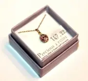Precious Petites SS Gold P Swarovski Crystal Light Rose Pink LadyBug Pendant