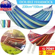 Outdoor Double Hammock Bed Swinging Camping Hanging Tree Strap Hook HOT