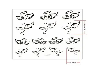 【萌古屋-出清品】天使與惡魔翅膀 - 男女防水紋身貼紙原宿刺青貼紙K01