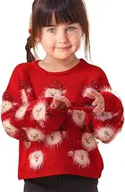 [WUTYU] Kids Boys Long Sleeve Sweater Girl Christmas Sweater Funny Santa Funny Xmas Holiday Party Knitted Pullover Tops