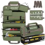 Tool Bag Roll Up, Tool Bag Organizer w/Detachable Pockets&Wrench ARMY GREEN