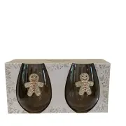 Christmas Jeweled Gingerbread Stemless Wine Glasses Chic Holiday Barware New