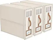 3-Pack Foldable Bed Sheets Set Organizers and Storage,Linen Fabric Closet Organizers with Window,Folding Bedding Storage Box for Bedsheets and Pillow Cube Organizer (Beige, 3 Pack-King Size)