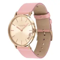 在飛比找momo購物網優惠-【COACH】經典玫瑰金粉色皮帶腕錶36mm(1450333