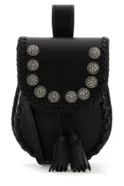 Prada Tassel-Detailed Fold-Over Crossbody Bag One size black