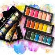 6-colour Metallic and Solid Watercolour Paint Set for Drawing Painting Artist