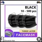 Disposable 3 Layer Surgical Black Face Mask, Use And Throw Mask 100 Pieces