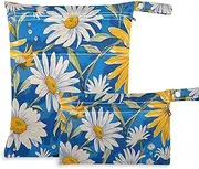Amooorous White Daisy washable bag for diaper 2 Pack travel essentials for flying with handles for daycare, yoga