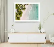 Palm Trees & Sea Print, Sea Wall Art, Sea Aerial Framed Beach Wall Art,Coastal