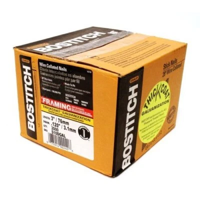 Stanley S10DGAL-FH Galvanized Stick Nails, 3", Box of 2000