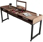 Overbed Table, Over The Bed Table with Wheels, Wood Over Bed Table with Storage Compartment, Portable Mobile Overbed Computer Desk, Over Bed Desk, Home Standing Workstation,B