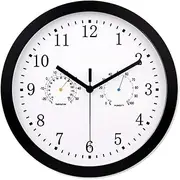 Garden Clocks Outdoor Waterproof, 12 Inch with Thermometer and Hygrometer Outdoor Clocks for The Garden Wall Mounted Metal Frame Copper Sleeve Pointer Outside Clock Indoor Outdoor