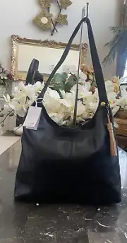 NWT The Sak Huntley Black Genuine Leather Hobo Shoulder Bag, $229