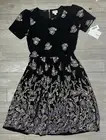 NWT Lularoe Large Elegant Amelia Black Foil Floral Roses Dipped Ombre Holiday