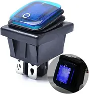 NAMOARLY 12v Waterproof Round Rocker 4-pin On-Off Toggle Switch for Car Boat Auto Blue Lighting