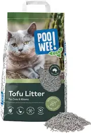 POOWEE! Flushable Eco Tofu Cat & Kitten Litter with Activated Carbon, 5Kg