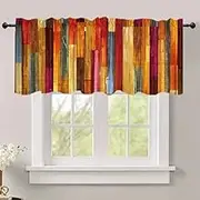 DOTOOMA 54x18 Inches Rustic Colorful Board Window Treatment Valance Farmhouse Barn Door Kitchen Blackout Drapes Bathroom Bedroom Living Room Polyester Fabric Curtains Decorations Supplies