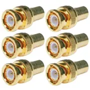 6 Pcs BNC Male to RCA Female Coax Coaxial Adapter Connector Converter CCTV Gold