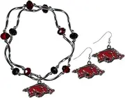 Siskiyou Womens Wisconsin Badgers Dangle Earrings and Crystal Bead Bracelet Set CDEN51CYB-P